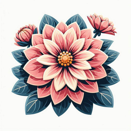 Dahlia flower on white background. Vector illustration for your designのイラスト素材
