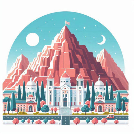 Landmarks of Egypt. Colorful vector illustration in flat style.のイラスト素材