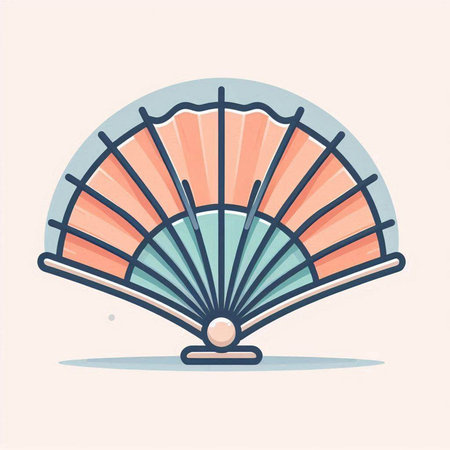 Folding fan icon. Vector illustration in doodle style.のイラスト素材