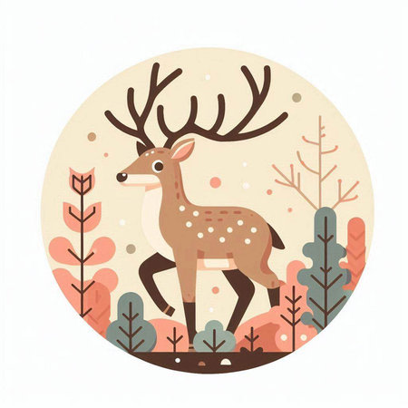 silhouette of a deer on a white background, vector illustrationのイラスト素材