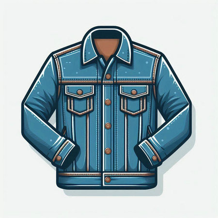 Denim jacket isolated on white background. Vector illustration in retro style.のイラスト素材