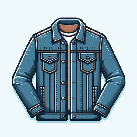 Denim jacket vector illustration isolated on white background. T-shirt design template.のイラスト素材