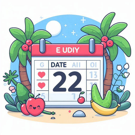 Calendar with the date of February 22, vector illustration in flat cartoon style.のイラスト素材