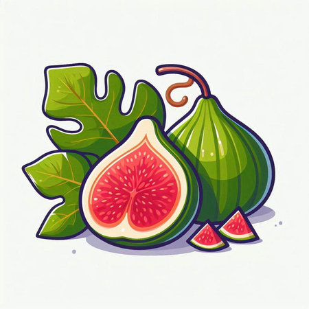 Figs and figs on a white background. Vector illustration.のイラスト素材