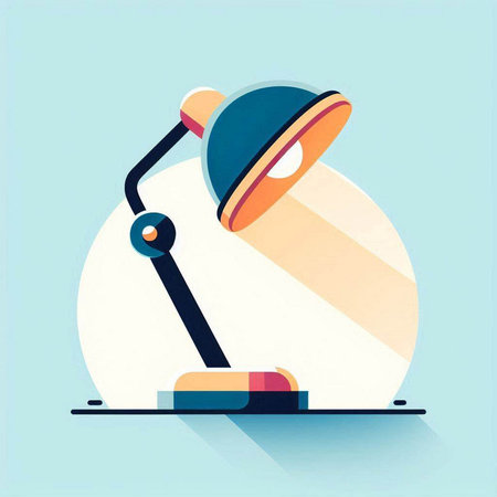 Illustration of a desk lamp on a blue background, vector illustrationのイラスト素材