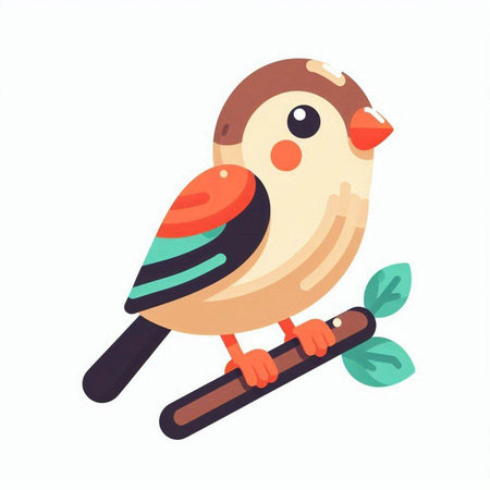 Cute little bird isolated on white background. Vector illustration in cartoon style.のイラスト素材