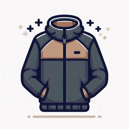 Vector illustration of a winter jacket in cartoon style isolated on white background.のイラスト素材
