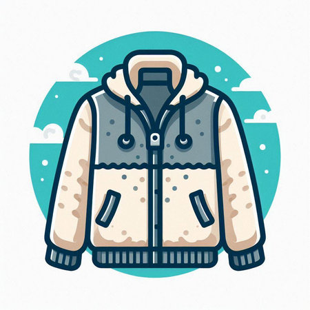 Vector illustration of winter jacket. Winter clothing. Isolated on white background.のイラスト素材