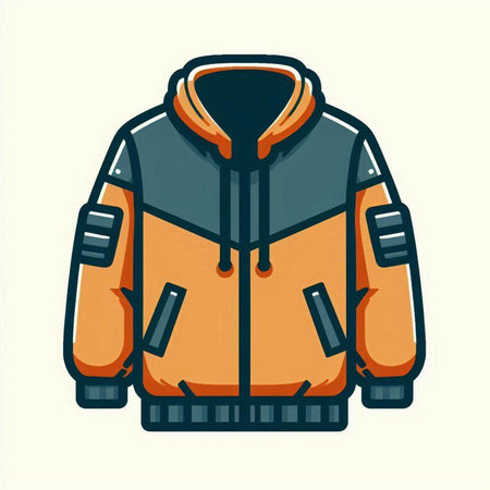 Orange winter jacket isolated on white background. Vector illustration. EPS 10のイラスト素材