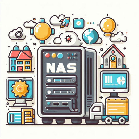 Vector illustration of modern flat thin line design concept of naaS and cloud computing.のイラスト素材