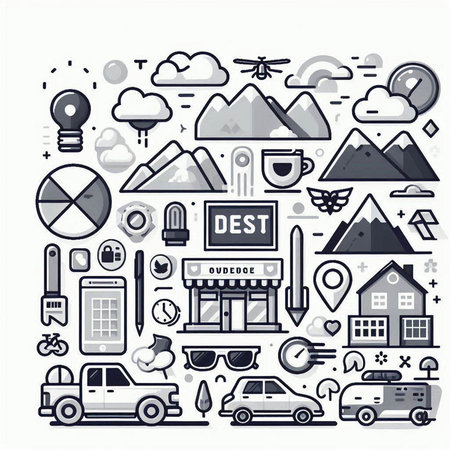 Set of modern vector line icons on the theme of travel and tourismのイラスト素材
