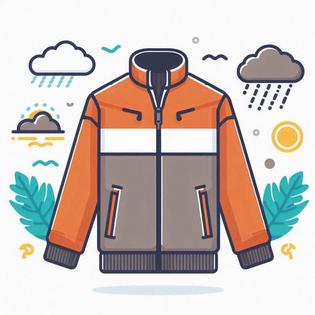 Winter jacket. Vector illustration in thin line style for web design.のイラスト素材