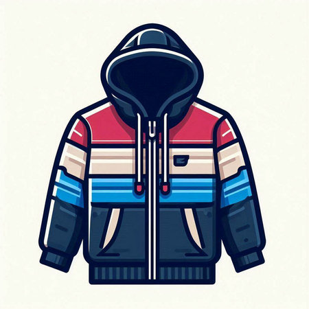 Winter jacket isolated on white background. Vector illustration in retro style.のイラスト素材
