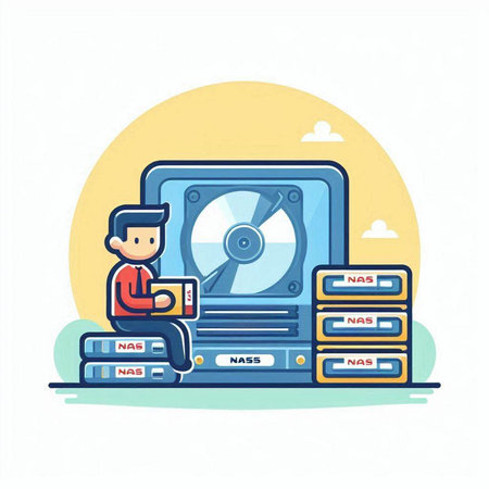 Data storage concept. Flat design style vector illustration on white background.のイラスト素材