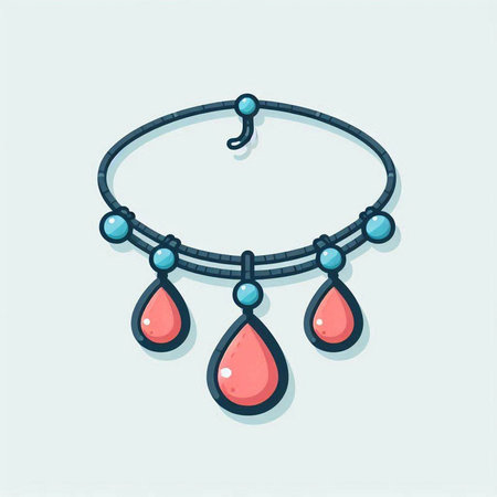 Necklace with water drops. Vector illustration in flat style.のイラスト素材