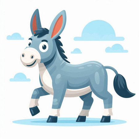 Cartoon donkey. Cute animal. Vector illustration in flat styleのイラスト素材