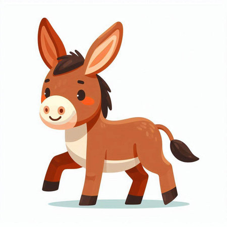 Cartoon funny donkey. Vector illustration of a funny cartoon donkey.のイラスト素材
