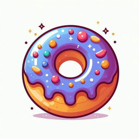 Illustration of donut with colorful glaze on white background.のイラスト素材