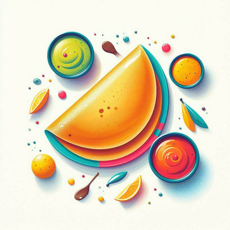 Illustration of crepes with sauce on white background, vector illustrationのイラスト素材