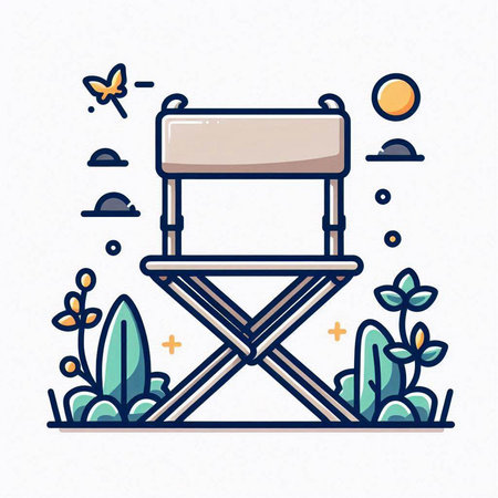 Director's chair icon in linear style. Vector illustration on white background.のイラスト素材