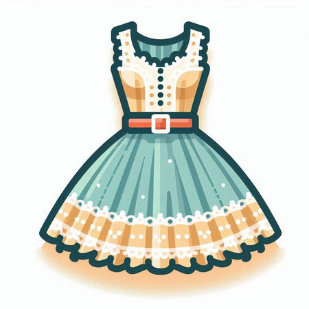 Illustration of a beautiful dress with a pattern. Vector illustration.のイラスト素材