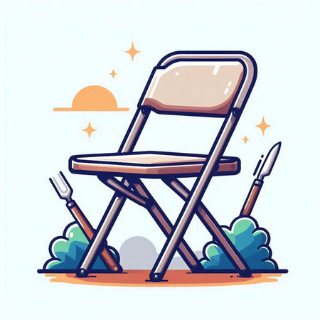 Illustration of a chair on a sunny day. Vector illustration.のイラスト素材