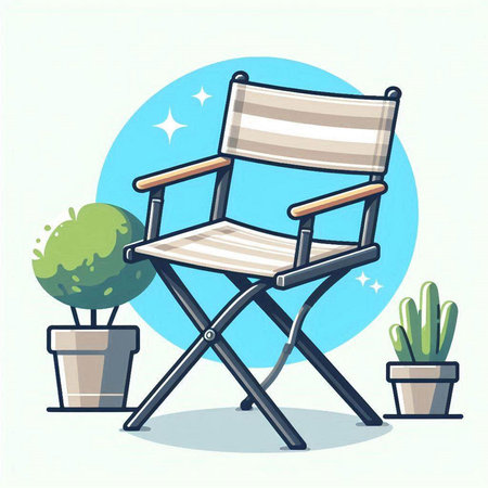 Illustration of a director's chair in a flat design style.のイラスト素材