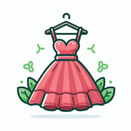 Wedding dress icon. Vector illustration in flat cartoon style.のイラスト素材