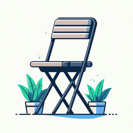 Folding chair on a white background. Vector illustration in flat style.のイラスト素材