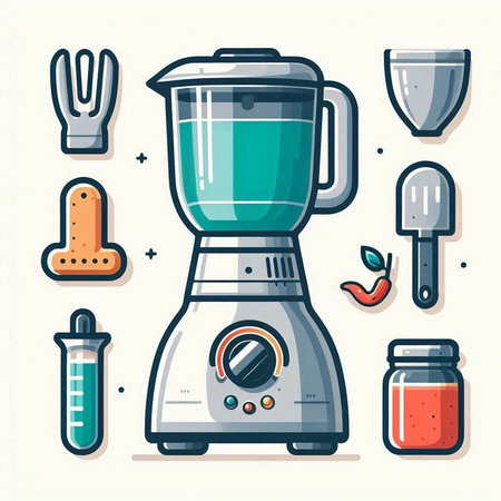 Kitchen appliances and utensils. Vector illustration in flat style.のイラスト素材