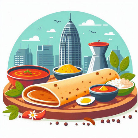 Vector illustration of a traditional mexican food. Vector illustration.のイラスト素材
