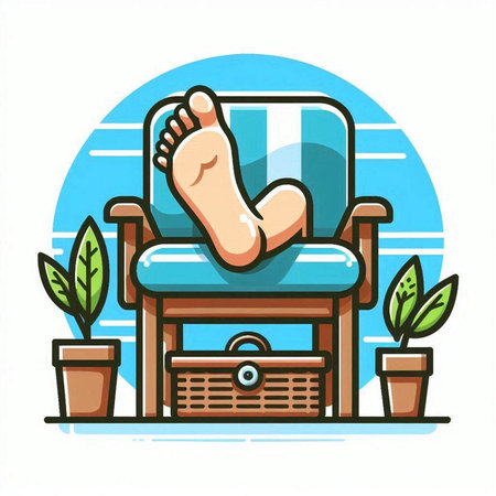 Illustration of a man relaxing in a chair. Vector illustration.のイラスト素材