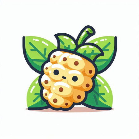 Mulberry fruit isolated on white background. Vector cartoon illustration.のイラスト素材