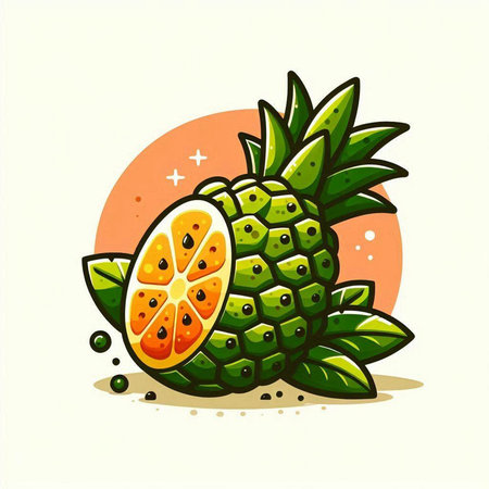 Pineapple vector illustration. Juicy fruit isolated on white background.のイラスト素材