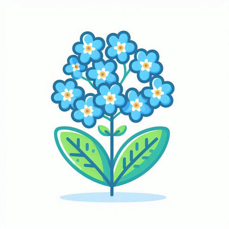 Blue forget-me-not flower isolated on white background. Vector illustration.のイラスト素材