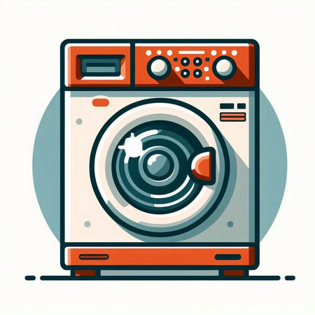 Washing machine icon. Flat vector illustration of washing machine icon.のイラスト素材