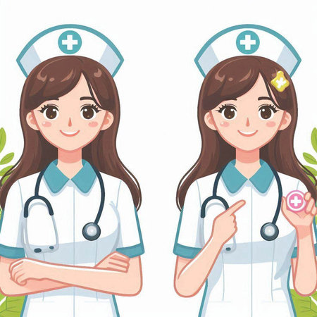 Nurse and doctor with a stethoscope. Vector illustration.のイラスト素材