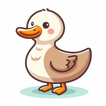 Cute duck on white background. Cartoon style. Vector illustration.のイラスト素材