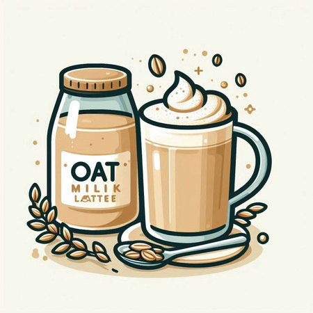 Coffee and milk in a glass jar. Vector illustration.のイラスト素材