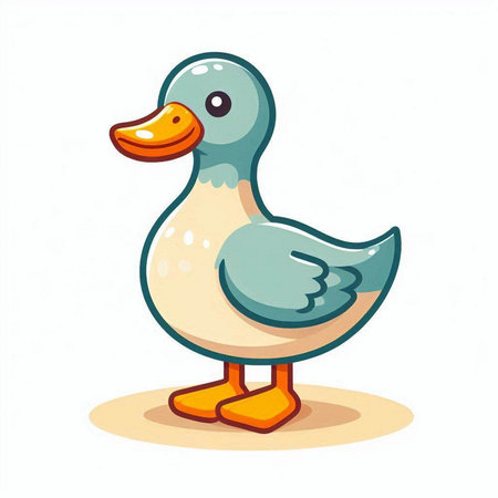 Duck cartoon vector illustration isolated on white background. Cute cartoon duck.のイラスト素材