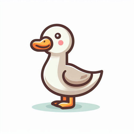 Duck isolated on white background. Cute cartoon vector illustration.のイラスト素材