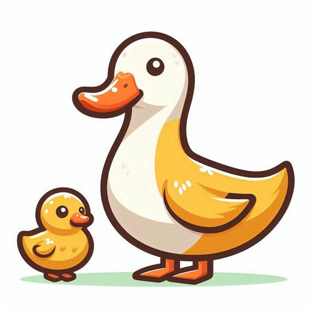 Duck and duckling. Vector illustration isolated on white background.のイラスト素材