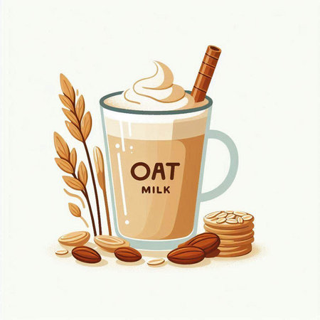 A cup of coffee with whipped cream and nuts. Vector illustration.のイラスト素材