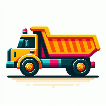 Dump truck. Isolated on white background. Flat vector illustration.のイラスト素材