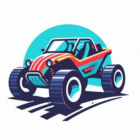 Off-road vehicle, vector illustration on white background. Retro style.のイラスト素材