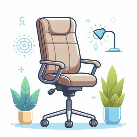 Office chair on white background. Vector illustration in flat cartoon style.のイラスト素材