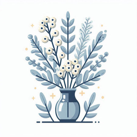 Flower bouquet in a vase. Vector illustration in flat style.のイラスト素材