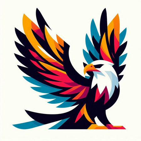 Eagle with colorful wings on white background. Vector illustration for your designのイラスト素材