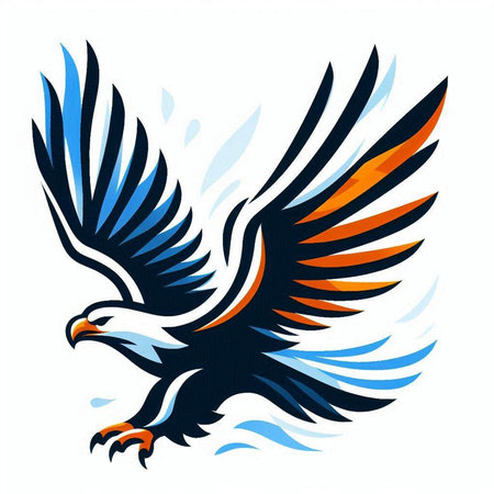 Eagle with blue wings on a white background. Vector illustration.のイラスト素材