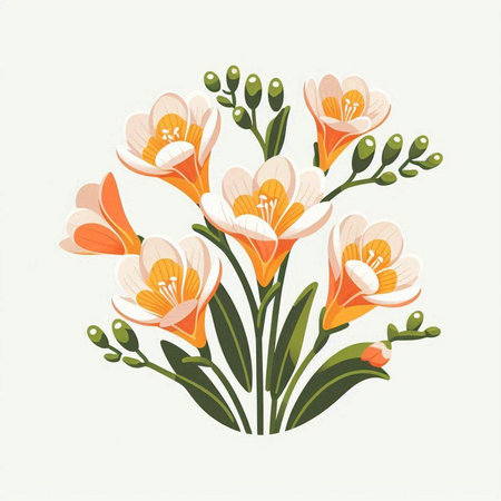 Vintage floral background with hand drawn crocus flowers. Vector illustration.のイラスト素材
